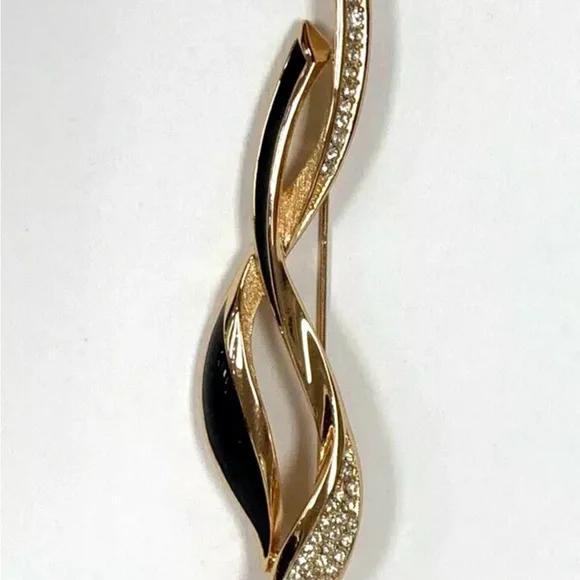 Vintage Christian Dior Pave
Swarovski Black Enamel
Double Wave Abstract Brooch - Picture 9 of 11